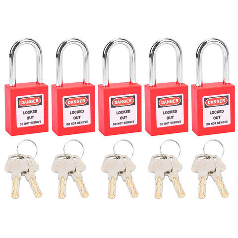 5 Sets Lockout Tagout Lock, 38mm Lockout Lock Insulation Safety Engineering Loto Padlock, for Machinery Manufacturing(red)