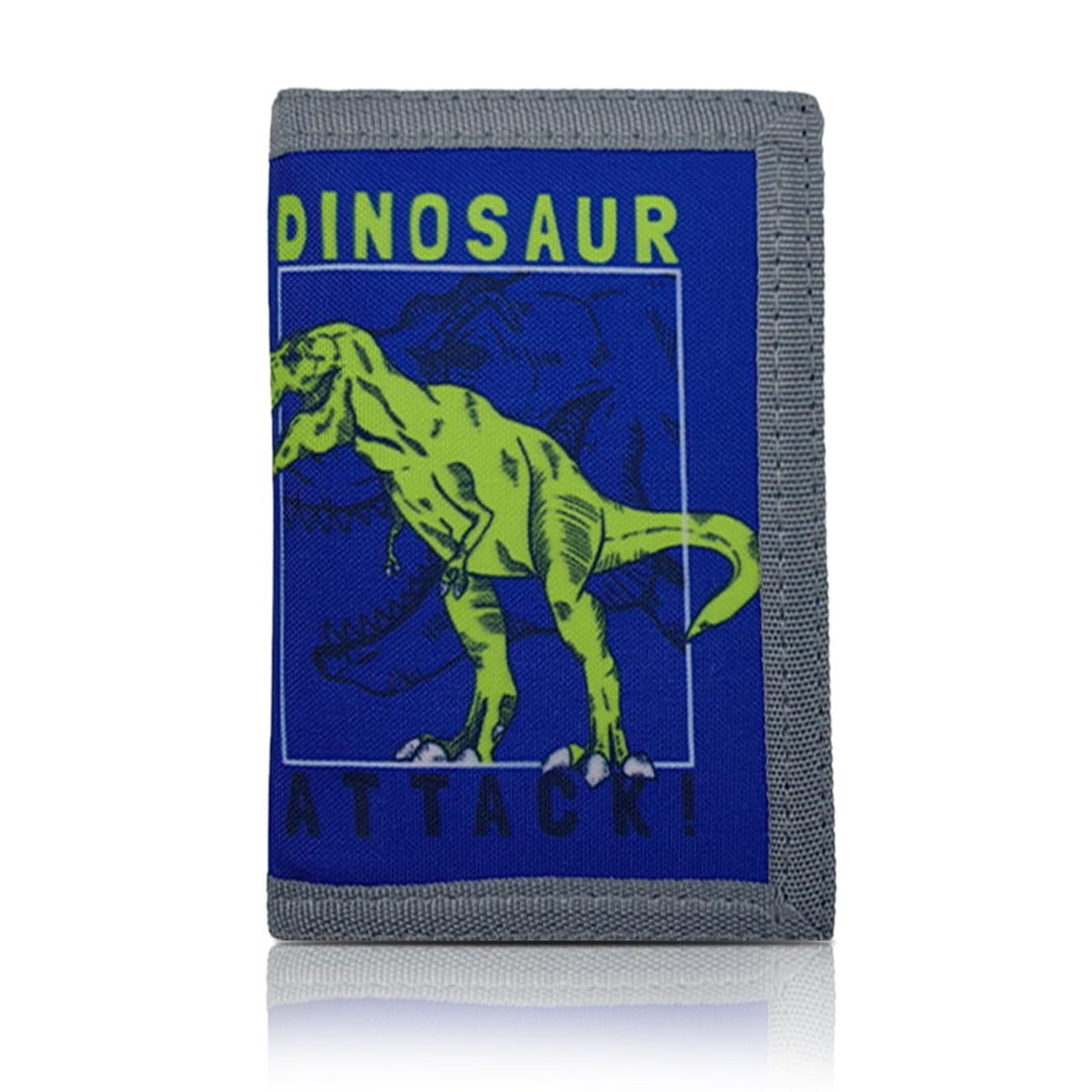 JONYEE RFID Trifold Canvas Outdoor Sports Wallet for Kids,Front Pocket Wallet with Magic Sticker, Kids Wallets for Boys -Dinosaur 11