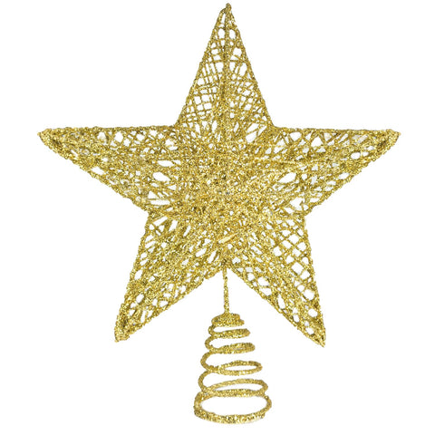 23CM Christmas Tree Topper- Christmas Tree Star for Xmas Decorations- 3D Glitter Gold Star Christmas Tree Topper- Star Tree Topper for Christmas Tree, Outdoor Indoor Party