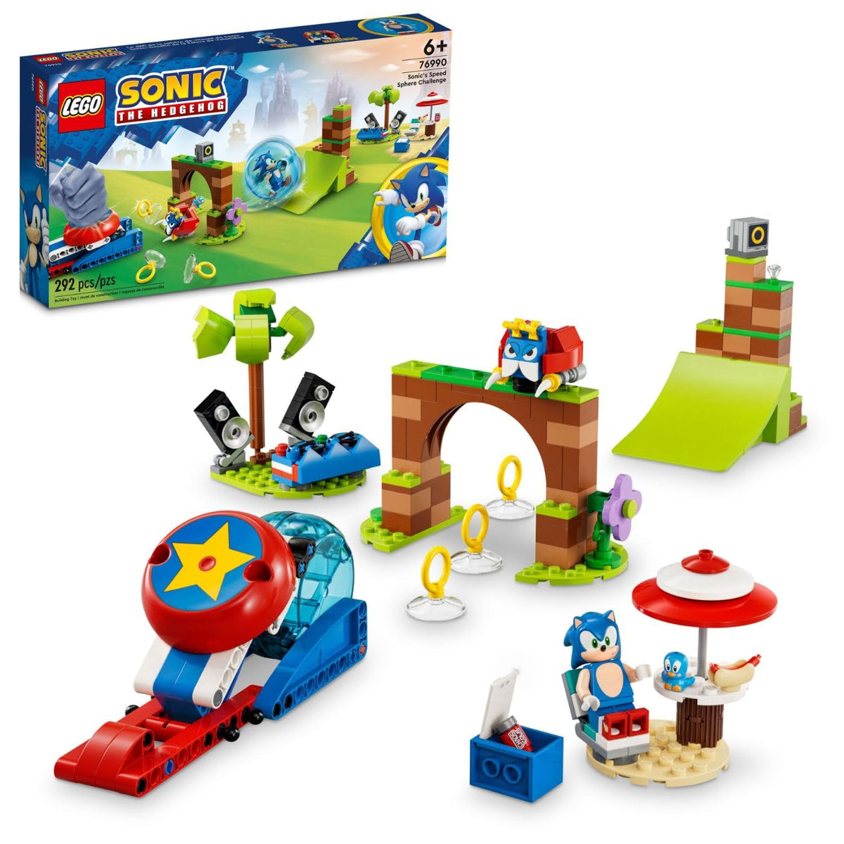Lego Sonic The Hedgehog SonicÃƒÆ’Ã‚Â¢ÃƒÂ¢Ã¢â‚¬Å¡Ã‚Â¬ÃƒÂ¢Ã¢â‚¬Å¾Ã‚Â¢s Speed Sphere Challenge 76990 Building Toy Set, Sonic Playset with Speed Sphere Launcher and 3 Sonic Figures, Fun Birthday Gift for Young Fans Ages 6 and Up
