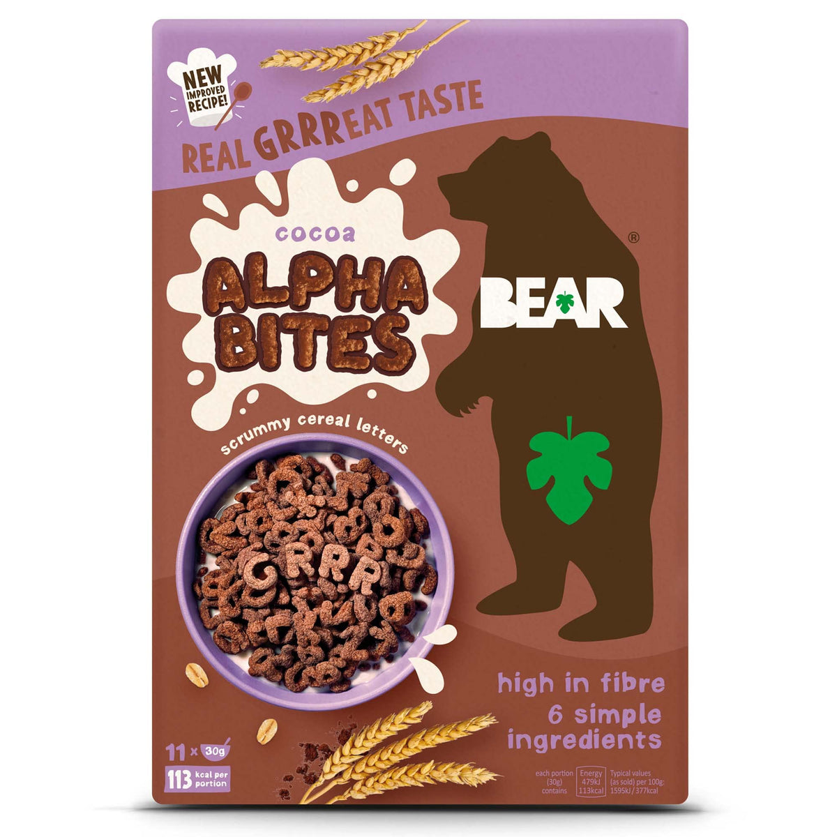 BEAR Alphabites Cocoa Cereal for Kids - High Fibre - Healthy - 350 g (Pack of 4)