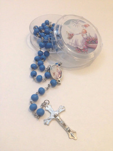 YRP 12 pcs New Blue Scented Wooden Rosaries Baby Baptism Party Favors Recuerdos Rosario