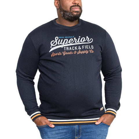D555 Duke Mens Marlow Big Tall Track & Field Printed Sweatshirt - 5XL Navy