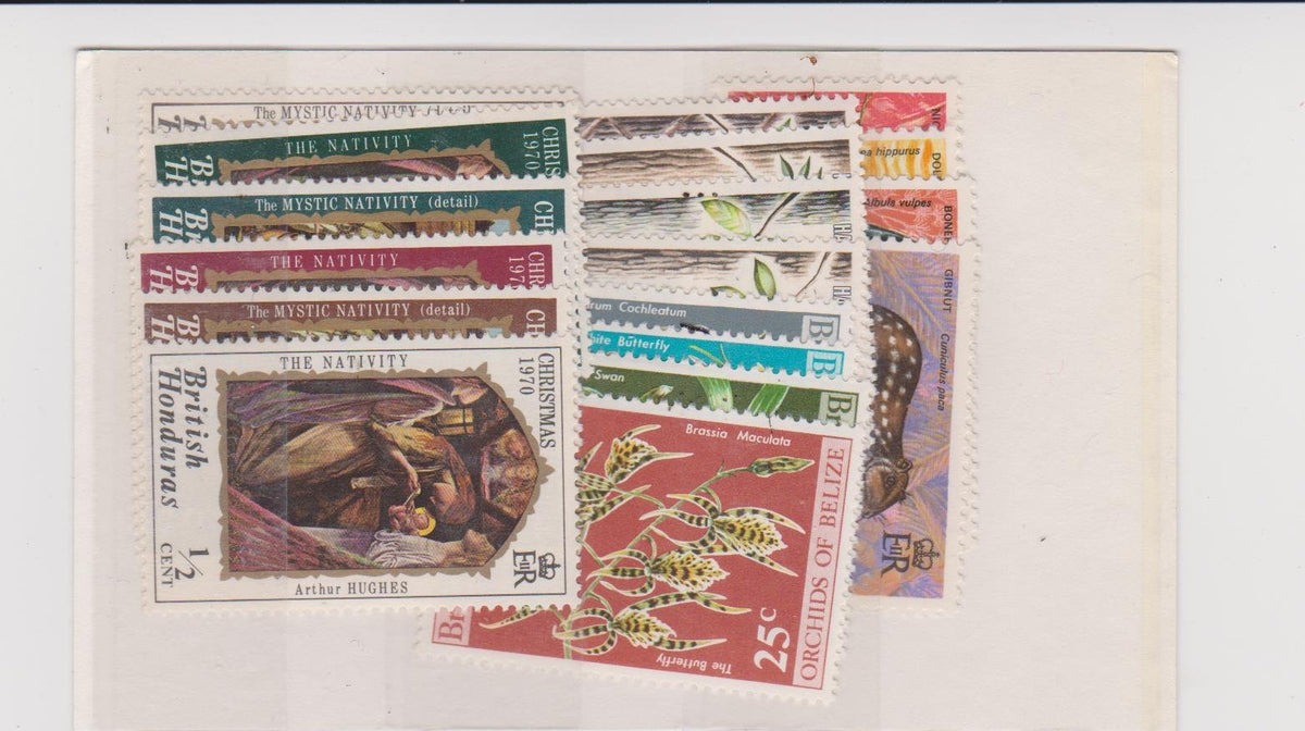 STAMPS - MINT BRITISH HONDURAS BELIZE CHRISTMAS & ORCHIDS 1970 COMPLETE YEAR [18 STAMPS]