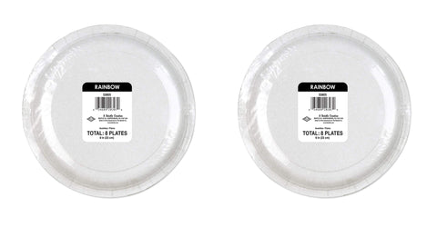 Beistle 16 Piece Paper Plates - Rainbow Party Supplies and Tableware For Colorful Birthday Parties