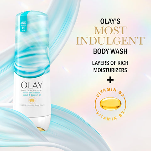 Olay Indulgent Moisture Body Wash for Women, Infused with Vitamin B3, Notes of Caribbean Guava and Coconut Scent, 20 fl oz