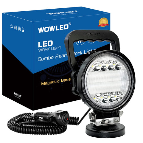 WOWLED Magnetic LED Work Light Bar 12V, 72W Combo Beam Portable Magnetic Base LED Light Pod, Magnets mount LED Light with Car Cigarette Plug & ON/OFF Switch for Car SUV Truck RV Boat 4x4 Camping