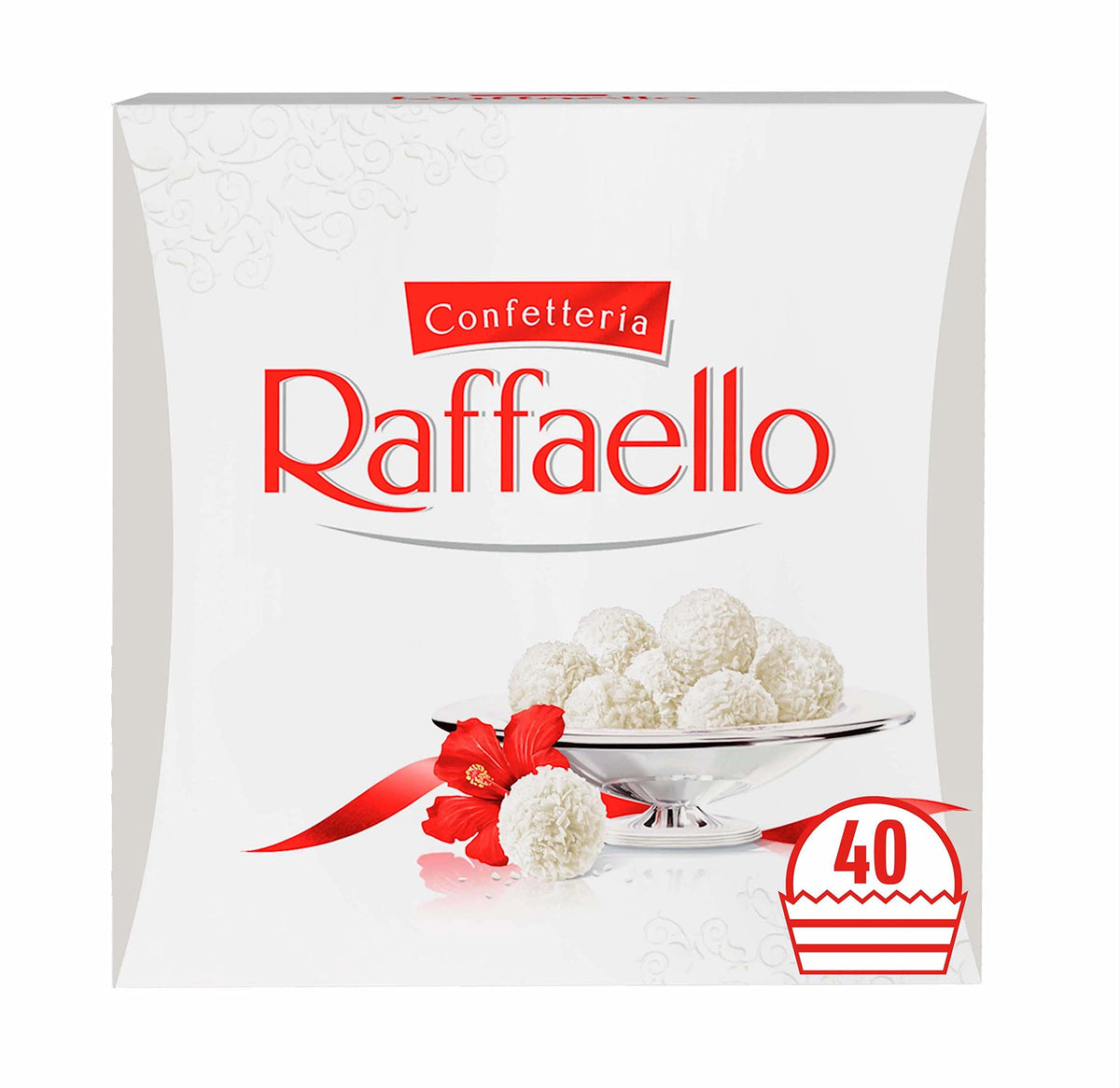 Ferrero Raffaello Pralines, White Chocolate Gift, Mothers Day Gifts, Gift for Women and Men, Party Chocolate Box, Coconut, Crunchy Whole Almond and Smooth Cream, Box of 40 (400g)