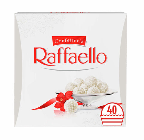 Ferrero Raffaello Pralines, White Chocolate Gift, Mothers Day Gifts, Gift for Women and Men, Party Chocolate Box, Coconut, Crunchy Whole Almond and Smooth Cream, Box of 40 (400g)