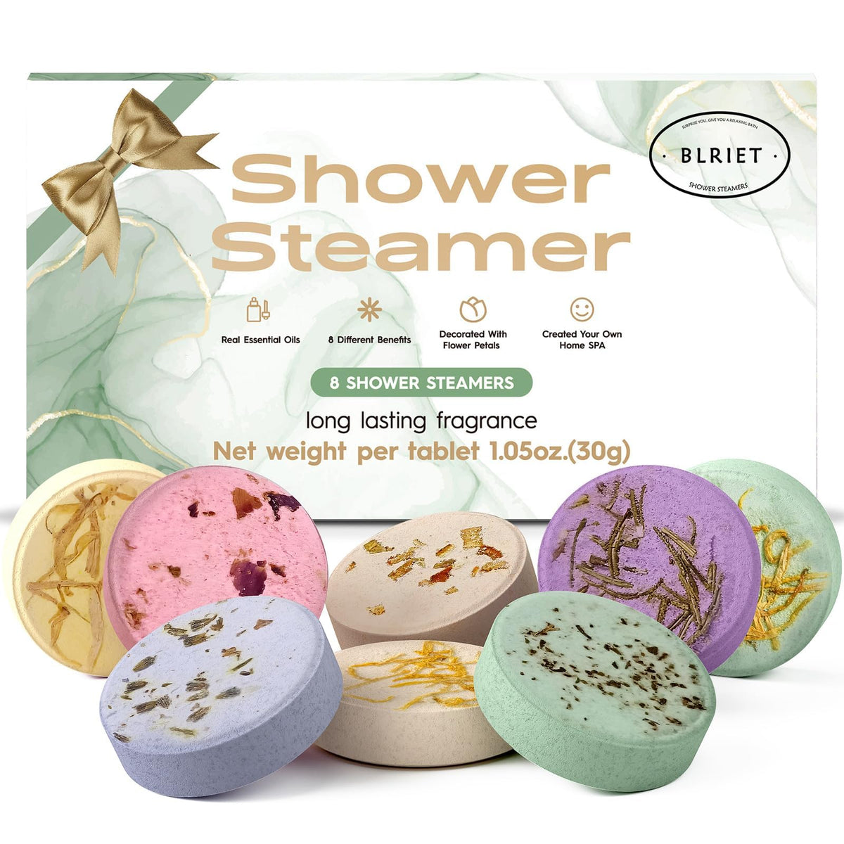 BLRIET Shower Steamers Aromatherapy Spa Gifts for Women 8 Pack, Shower Bombs Birthday Gift for Mom with Lavender Natural Essential Oils, Self Care Gifts for Women & Lover