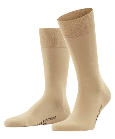 FALKE Men's Cool 24/7 Socks, Breathable, Cooling Effect, Sustainable Organic Cotton, Crew, Work or Leisure Clothing, Beige (Sand 4320) - Sustainable, 6.5-7.5, 1 Pair