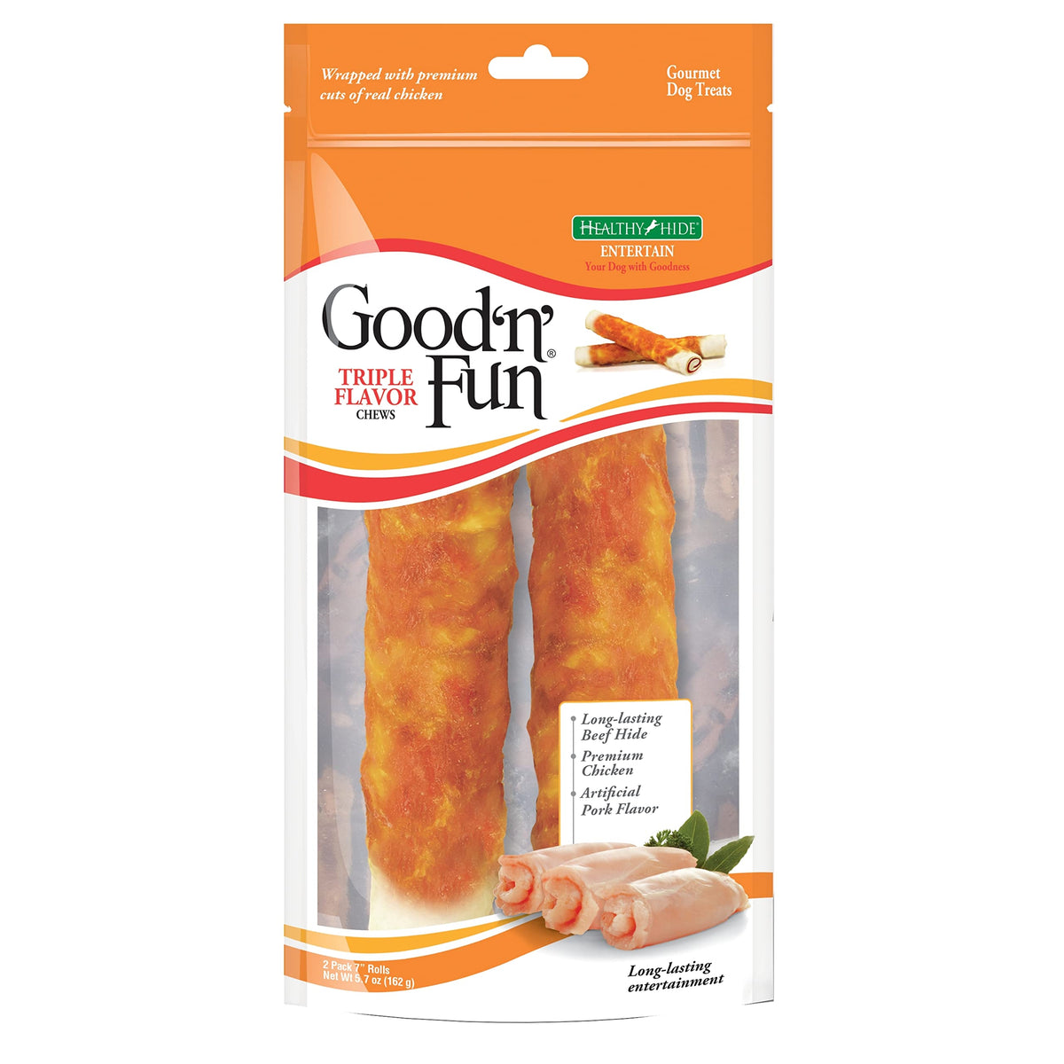 GOOD 'N' FUN Do Treats, Triple Flavor 7" Rolls, 2 Pack