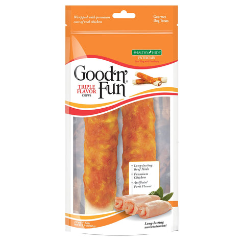 GOOD 'N' FUN Do Treats, Triple Flavor 7" Rolls, 2 Pack