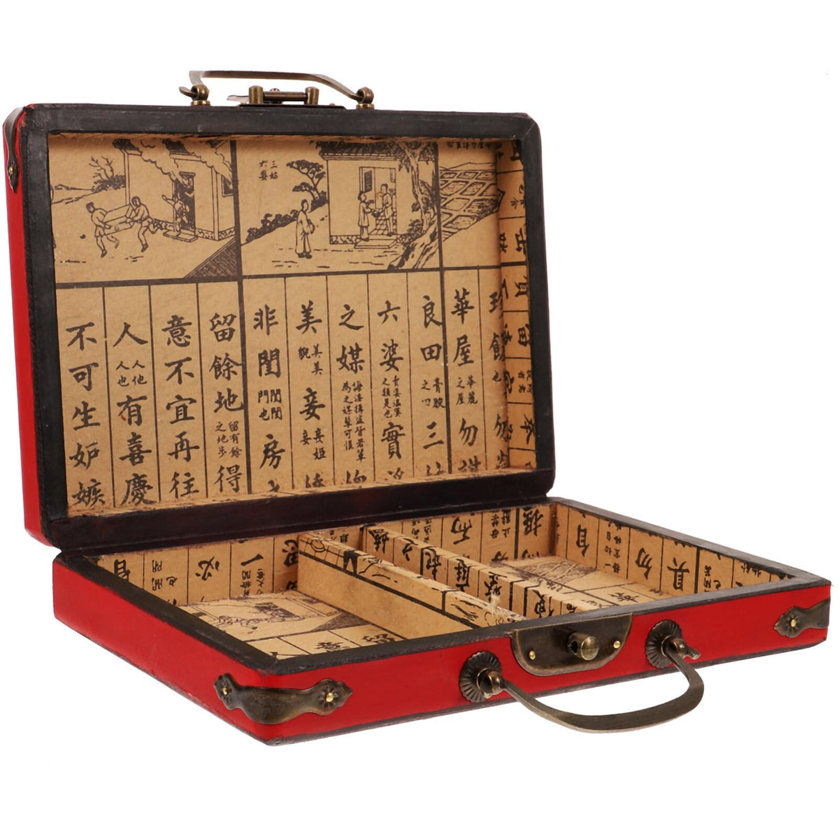 DIYEAH Wooden Chinese Mahjong Storage Case Traditional Treasure Box Mahjong TilesVintage Container 1Pc