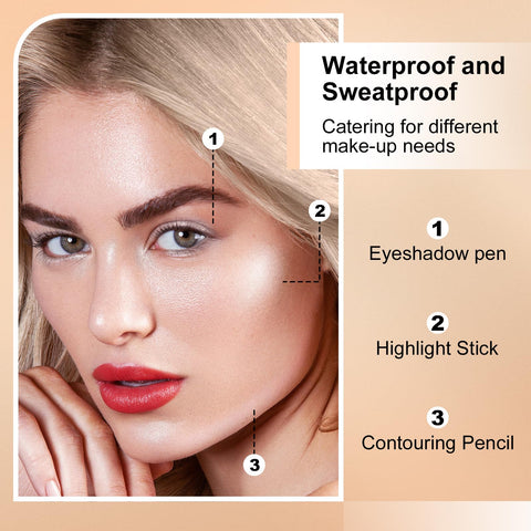 Apooliy Cream Eye Shadow Sticks, Smooth Eyeshadow Pencil, Highlighter Brightener Stick Eyeshadow Pen, Shimmer Glitter Eye Shadow Stick Liner Pencils Makeup for Women