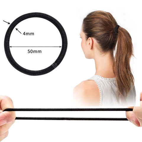 Ithyes 32Pcs Hair Bands for Women Thick Hair,4mm Elastic Hair Ties for Girl,Black Hair Band Ponytail Holders,Hair Bobbles for Girls Men,Rubber Bands for Hair,Hair Accessories,Scrunchies for Women