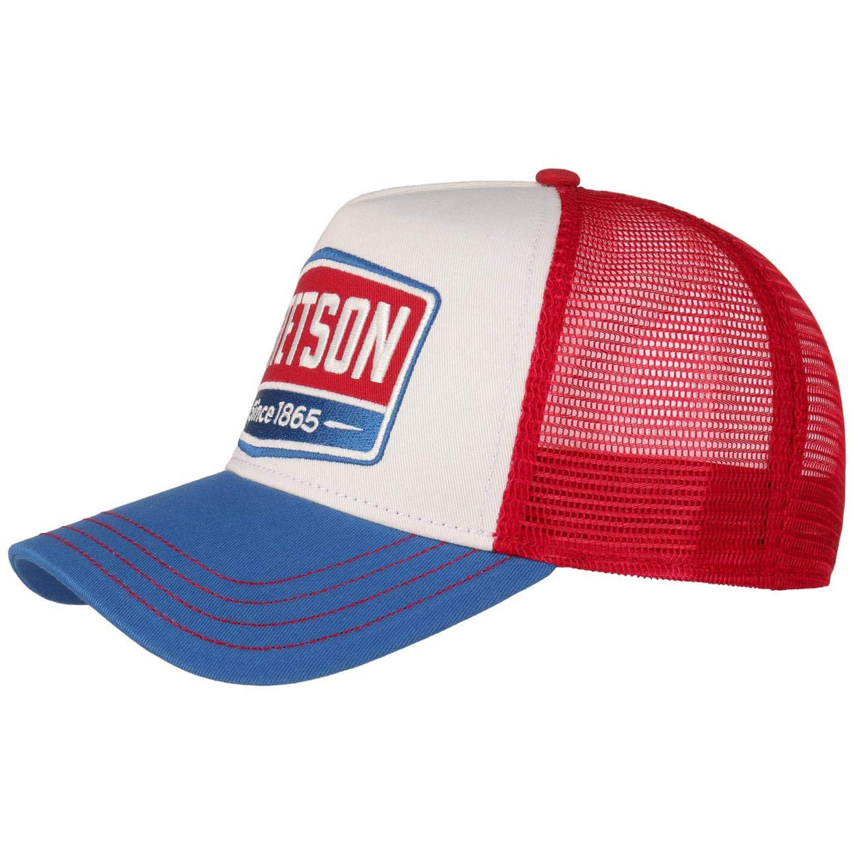 Stetson Highway Trucker Cap Women/Men - mesh Baseball Snapback Snapback, with Peak Summer-Winter - One Size Blue-red