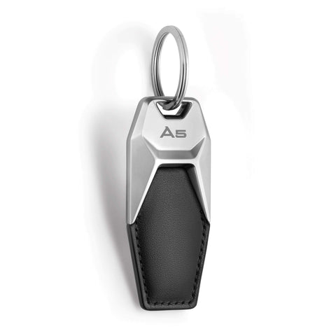 Audi collection 3181900605 Audi A5 Leather Keyring, Black/Silver, M