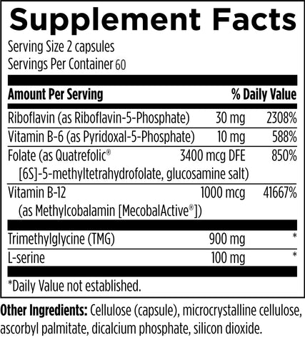 Designs for Health Homocysteine Supreme - Methylated B Vitamins with Riboflavin, B6, B12, Folate, L-Serine & TMG for Brain Support & Heart Health - Methylated Multivitamin (120 Capsules)