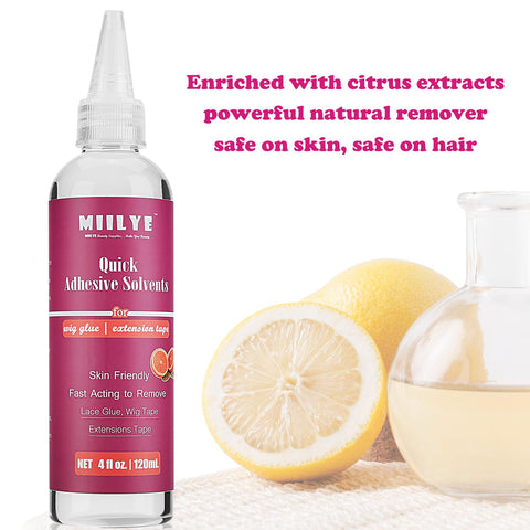 MIILYE Lace Glue Remover/Tape in Extension Remover Spray 4OZ/120ml, Wig Remover for Front Lace Wig Fast Removes Double Sided Adhesive Tape Hair Extensions| Gentle on Skin| No Greasy| Easy to Clean