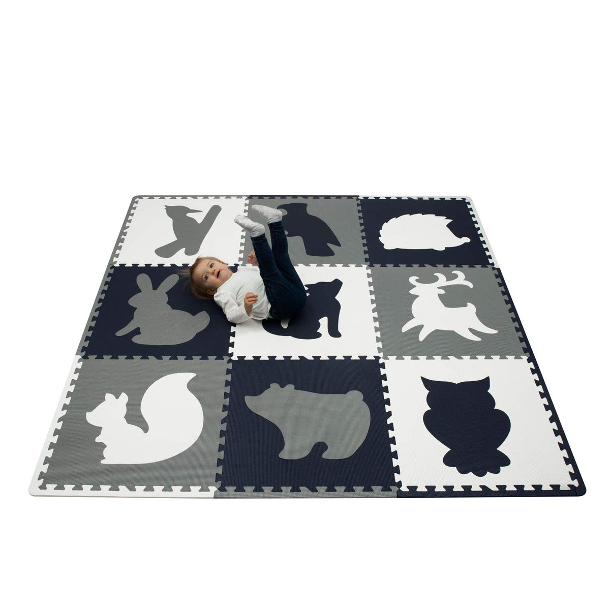 Hakuna Matte Large Foam Play Mats for Babies 1.8 x 1.8 m - 9 XXL Tiles 60 x 60 cm with Animals - 20% Thicker Baby Playmat for Crawling, Yoga, and Fitness - Non-Toxic, Odourless Puzzle Play Mats