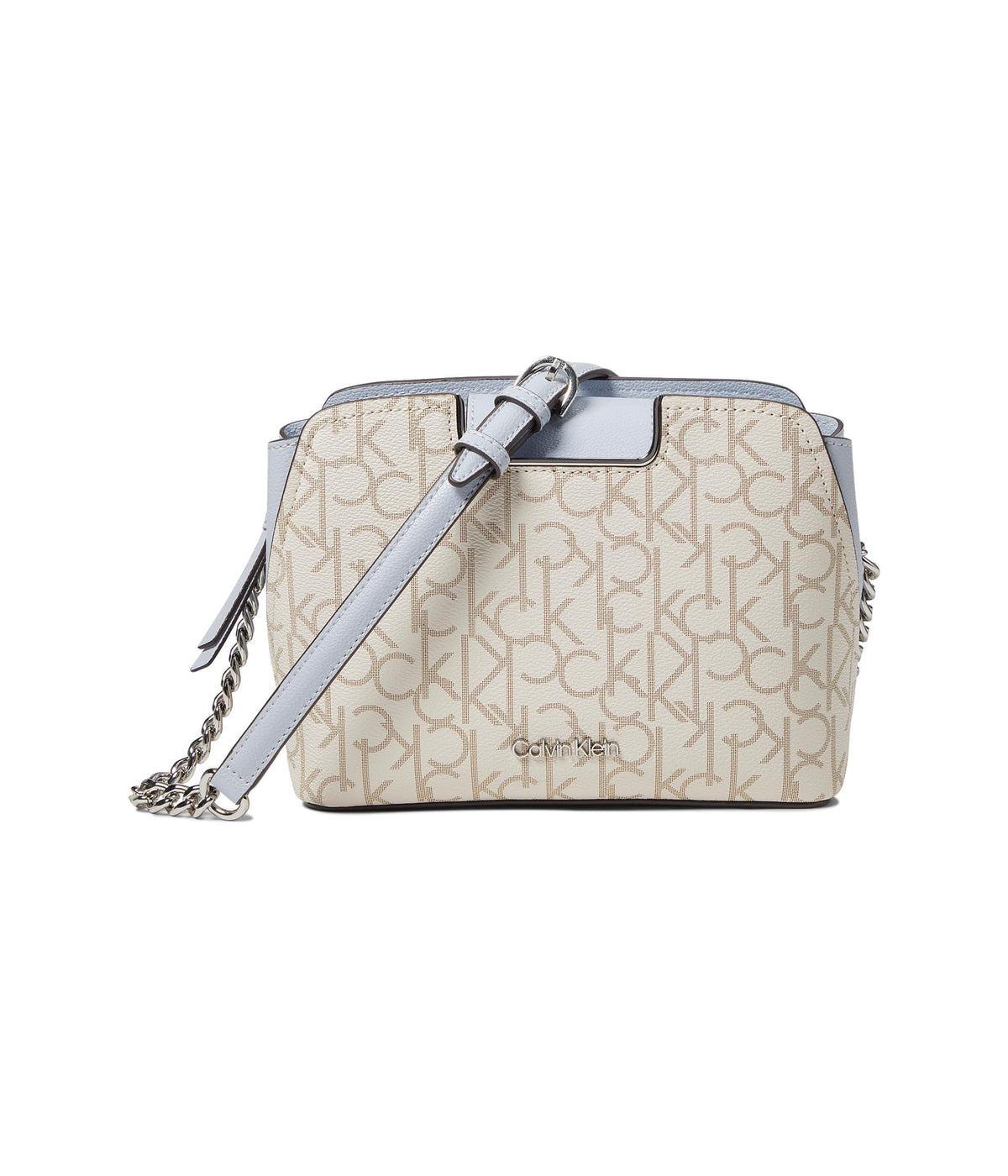 Calvin Klein Finley Tripe Compartment Signature Crossbody, Vanilla/Khaki/Ice