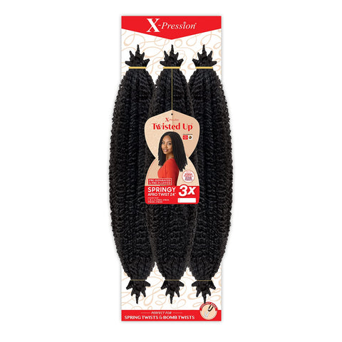 X-pression Braid Outre Crochet Braids X-Pression Twisted Up 3X Springy Afro Twist 24 inch (3-pack, 2T1B/PUR)