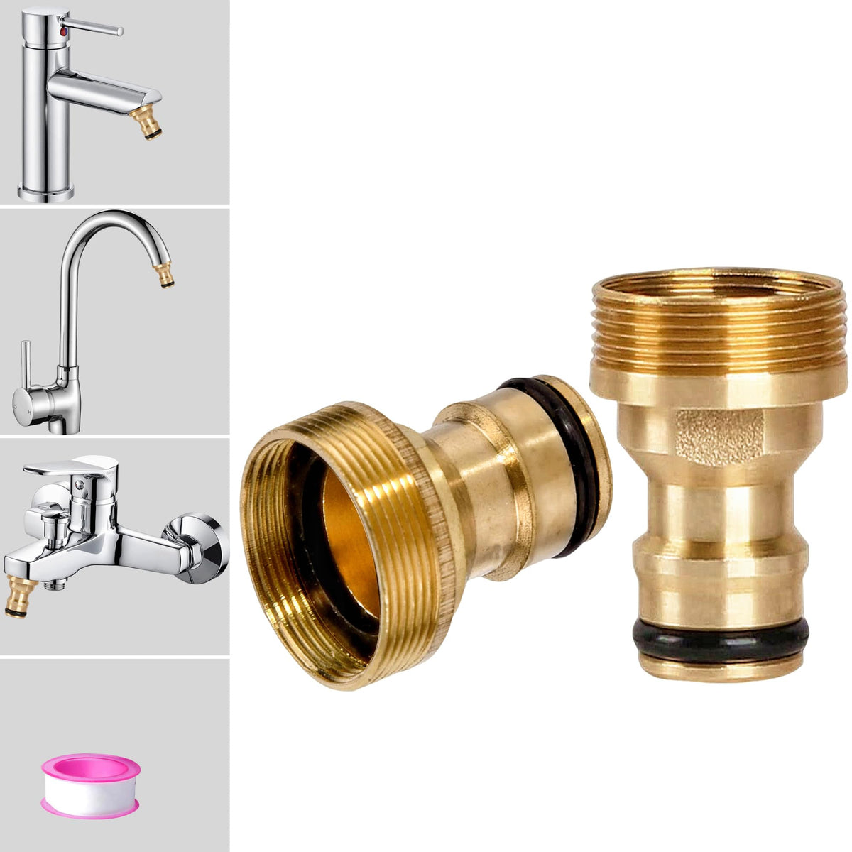 Indoor Garden Hose Pipe Adapter for Kitchen Tap Bathroom Sink, 22mm Female 24mm Male Threaded Tap Connector Fittings,Kitchen Mixer Tap Hose Connector Brass Hose Tap Connector for Kitchen Sink