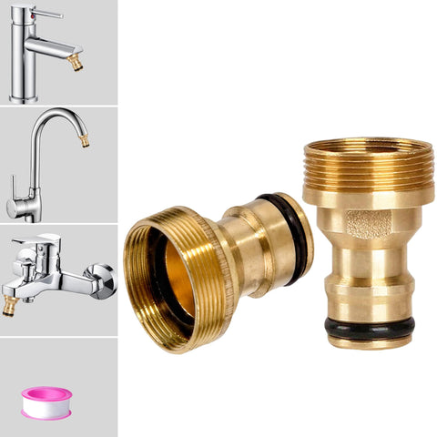 Indoor Garden Hose Pipe Adapter for Kitchen Tap Bathroom Sink, 22mm Female 24mm Male Threaded Tap Connector Fittings,Kitchen Mixer Tap Hose Connector Brass Hose Tap Connector for Kitchen Sink