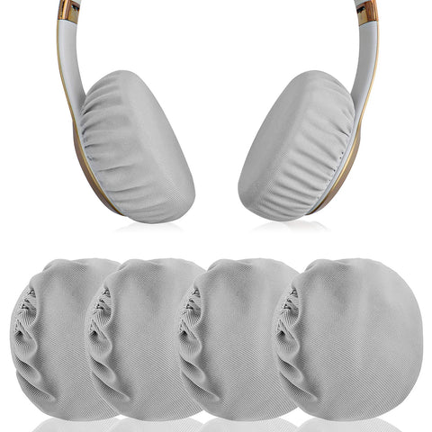 Geekria 2 Pairs Flex Fabric Headphones Ear Covers (Product Safety Certified), Washable & Stretchable Sanitary Earcup Protectors for On-Ear Headset, Sweat Cover (Small/Gray)