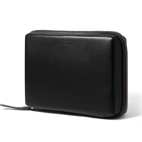 DailyObjects Faux Leather Travel Digital Accessories Storage Bag Portable Gadget Organizer Case Regular Zippered Tech Kit Organizer Pouch for Memory Cards - Black