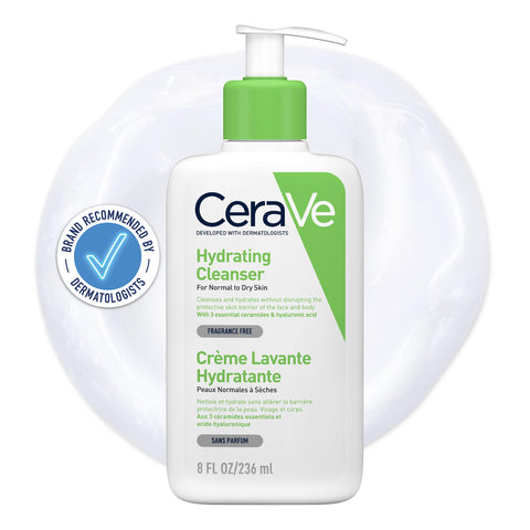 CeraVe Hydrating Cleanser with 3 Essential Ceramides and Hyaluronic Acid for Normal to Dry Skin 236ml