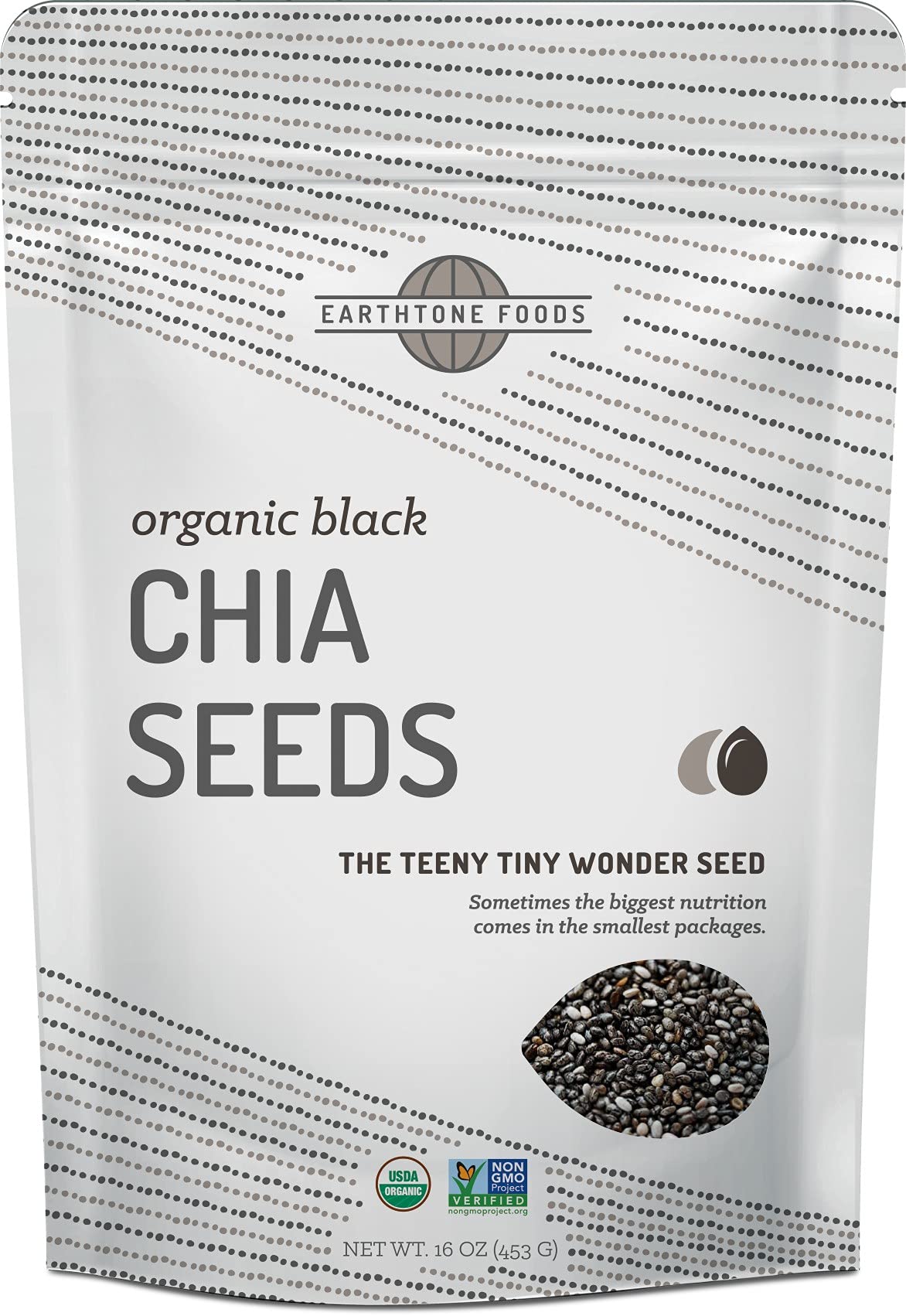 EARTHTONE Black Chia Seeds Organic | USDA Non-GMO Raw Chia Seed for Weight Loss | Gluten Free, Keto Friendly | Omega-3s, Vegan Protein, 16 oz