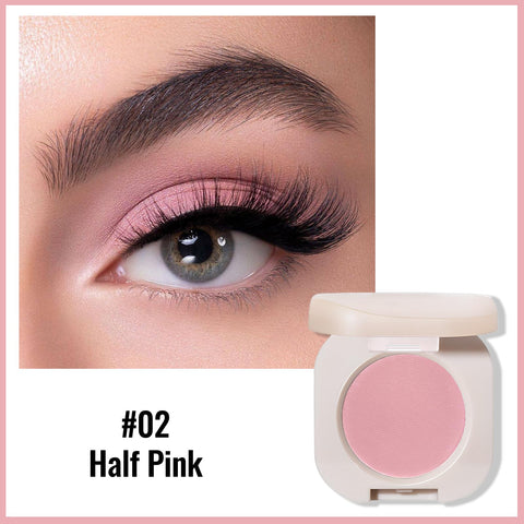 Erinde Single Matte Eyeshadow, Velvet Pink Eye Shadow Palette, Ultra-fine Lightweight Powder, Multiuse Blendable Eyeshadow and Blush Makeup, Korean Eyes Makeup, 02 Half Pink