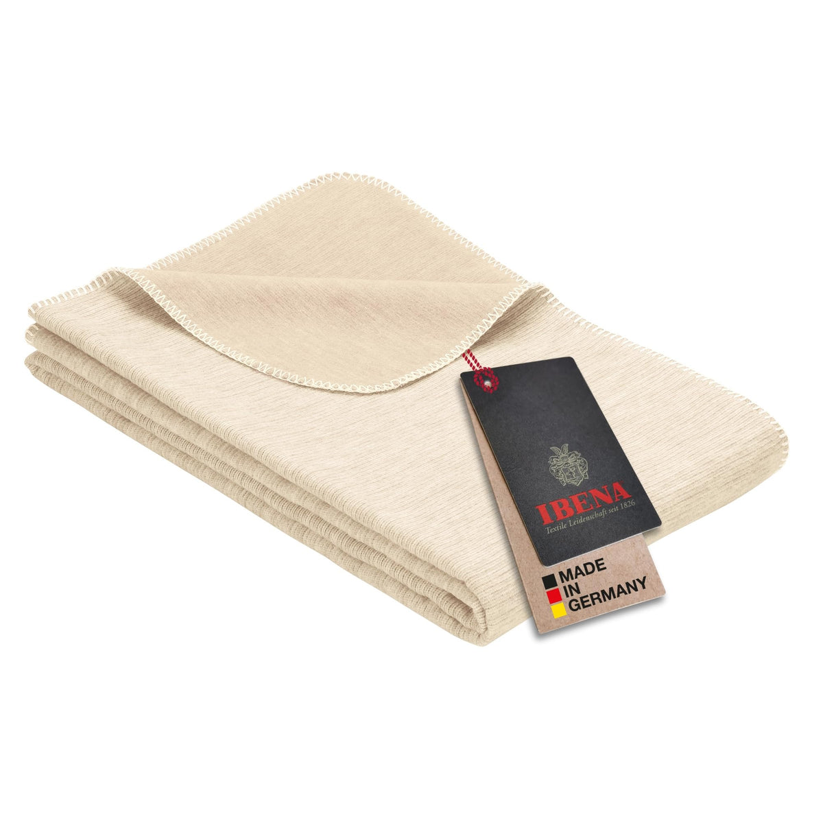 Ibena Lausanne Wool Blanket, Cotton Blanket, Natural, Cuddly Blanket 140 x 200 cm, Cuddly Warm and Pleasantly Light, Bedspread, 100% Cotton, from Controlled Organic Cultivation