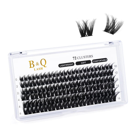 Lash Clusters D Curl 12mm DIY Lash Extensions 72 Clusters Lashes C D Curl B&Q LASH Wispy Volume Lashes Eyelash Clusters Extensions Individual Lashes Cluster DIY at Home (B17,D-12mm NEW)