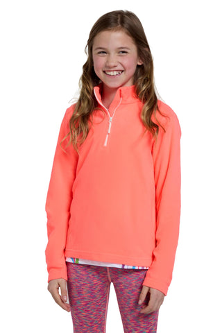 Mountain Warehouse Camber II Kids Half-Zip Fleece - Lightweight & Breathable Microfleece Sweatshirt, Boys & Girls - Spring Summer, Outdoors, Travelling & Hiking Fiery Coral Kids Size 9-10 Years