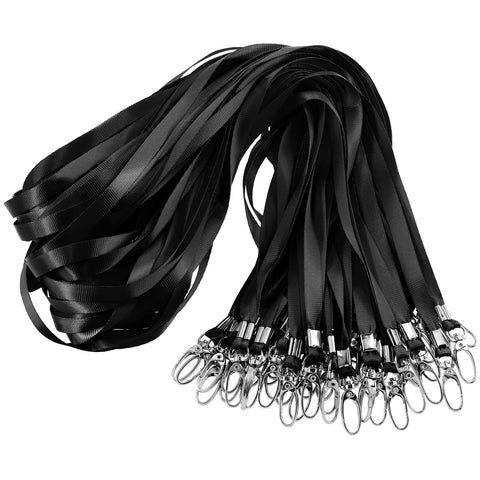 Mardatt 50Pcs Black Lanyard Badge Lanyards with Swivel Hook Flat Lanyards Neck Lanyard Bulk ID Badges Safety Badge for Name Tag Business Card Lanyards