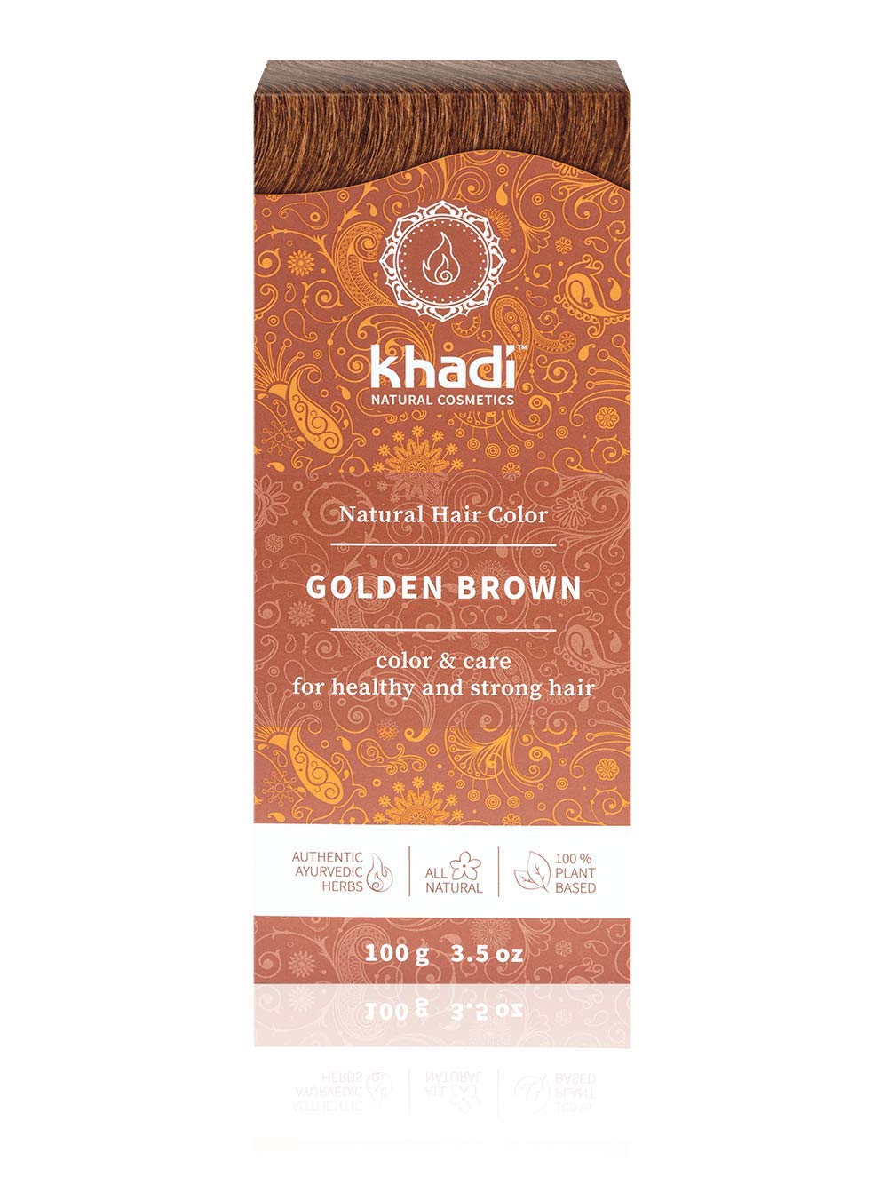 khadi Ayurvedic Natural Hair Color, 100% herbal, vegan, PPD & chemical free, certified natural cosmetics for healthy hair (GOLDEN BROWN, 1 Pack (1 x 3.5oz))