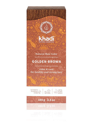 khadi Ayurvedic Natural Hair Color, 100% herbal, vegan, PPD & chemical free, certified natural cosmetics for healthy hair (GOLDEN BROWN, 1 Pack (1 x 3.5oz))