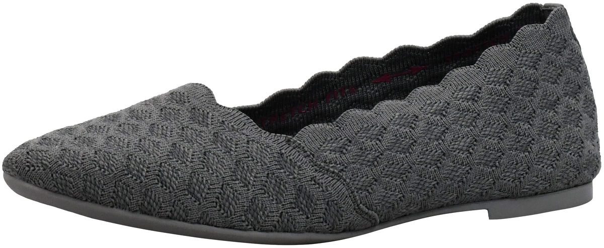Skechers Women's Cleo-Honeycomb Ballet Flat, Charcoal, 6.5 M US