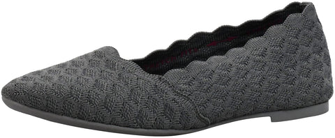 Skechers Women's Cleo-Honeycomb Ballet Flat, Charcoal, 6.5 M US