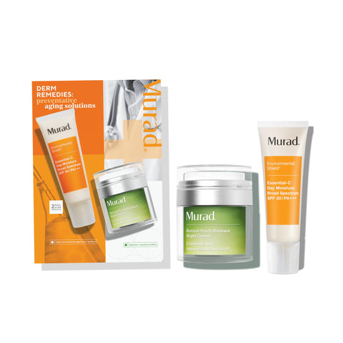 Murad Preventative Aging Solutions Value Set - 2-Piece Full Size Set ($158 Value) - Anti-Aging Skincare Set - Essential-C Day Moisture SPF 30 1.7Fl Oz, Retinol Youth Renewal Night Cream 1.7Fl Oz