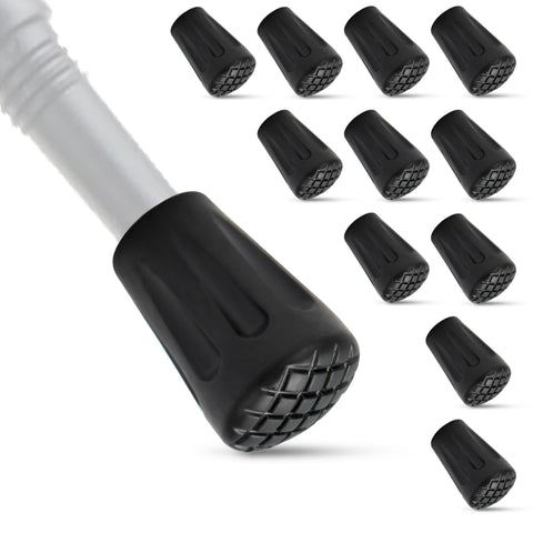 ECENCE 12 pcs Walking Stick Caps Rubber Tips for Trekking Poles Nordic Walking Poles Hiking Sticks Walking Stick Rubber Ends Non-Slip Protector Walking Stick Asphalt