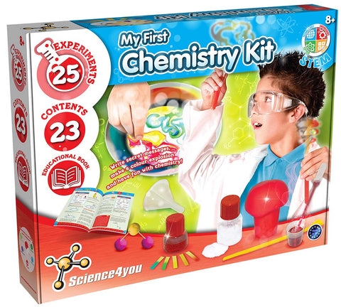 Science4you - My First Chemistry Set, Science Kits for Kids Age 8+ - Science Lab with 25 Experiments for Kids: Explosive Experiments, Molecular Model Kit - Educational Toys and Stem Toy Age 8,80002002