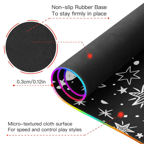 Doodle Stars Moon Wireless Charging Mouse Pad for Mobile Phone Extra Large Gaming Mousepad with 13 Lighting Modes Keyboard Mat for Gaming MacBook PC Laptop Desk Office Home