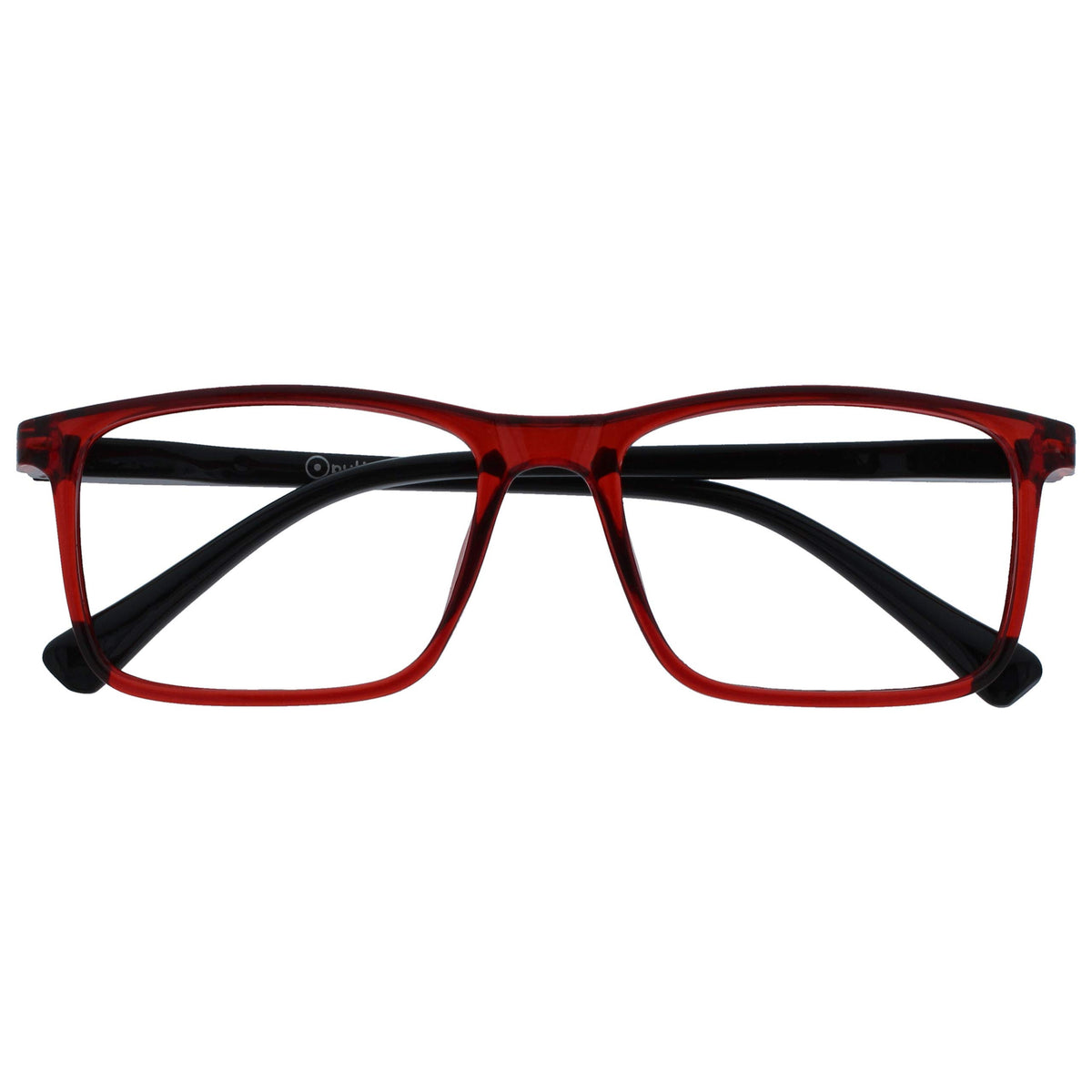 OPULIZE Ink Reading Glasses Large Rectangular Frame Dark Red Black Arm Spring Hinges Scratch Resistant Mens Womens R4-Z +1.00