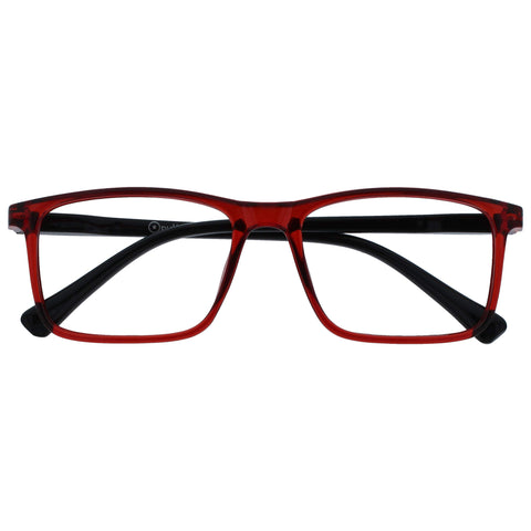 Opulize Ink Reading Glasses Large Rectangular Dark Red Mens Womens Spring Hinges R4-Z +2.00