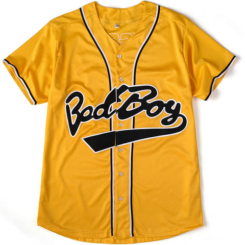 Bad Boy 10 Baseball Jersey, 90s Hip Hop Men Clothing for Birthday Party, Club and Pub Dress - yellow - XXL