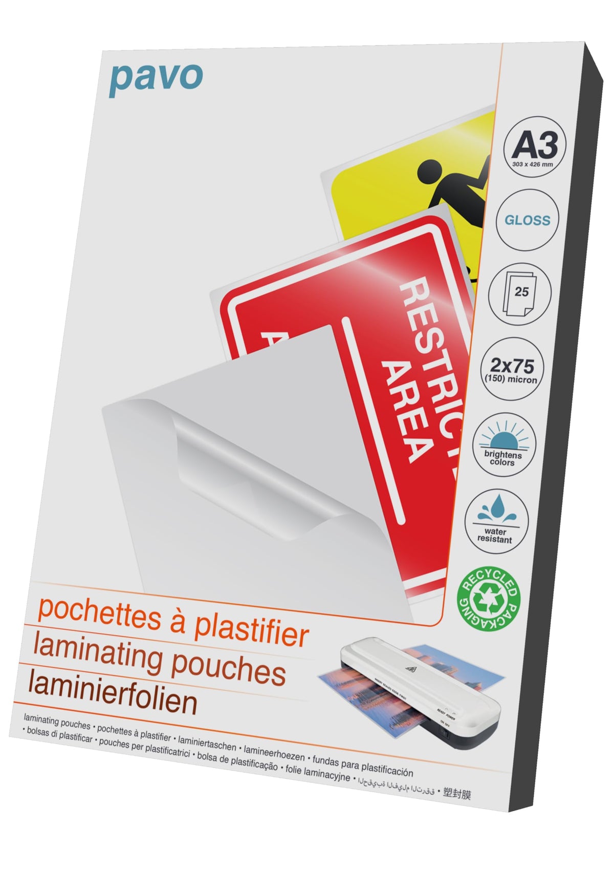 PAVO 2x75 Micron A3 Solo Laminating Pouch (Pack of 25)